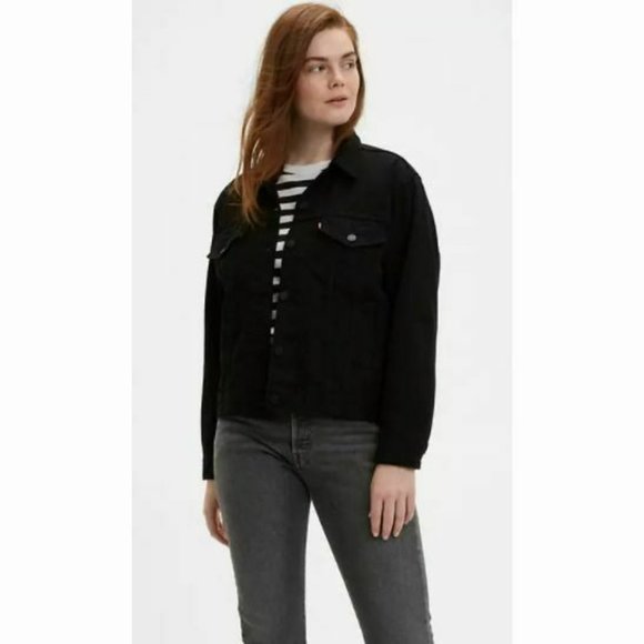 Levi's Black Wash Denim Button Down Jean Jacket Women's Size Large